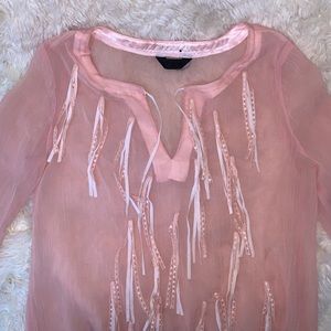 ❗️VINTAGE SALE Pink Fringe Detail Blouse